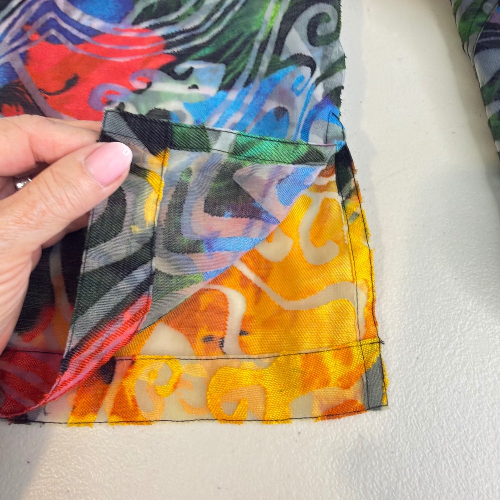 Chicos Abstract Burnout Button Down Shirt Multi Color‎ Sheer Blouse Size 0/ S - Picture 7 of 10